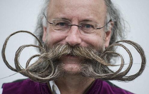 来自世界各地的“美髯公”们齐聚一堂，各自用精心修饰的胡须登场