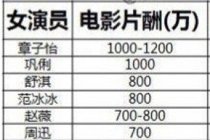 女明星片酬排行榜2014